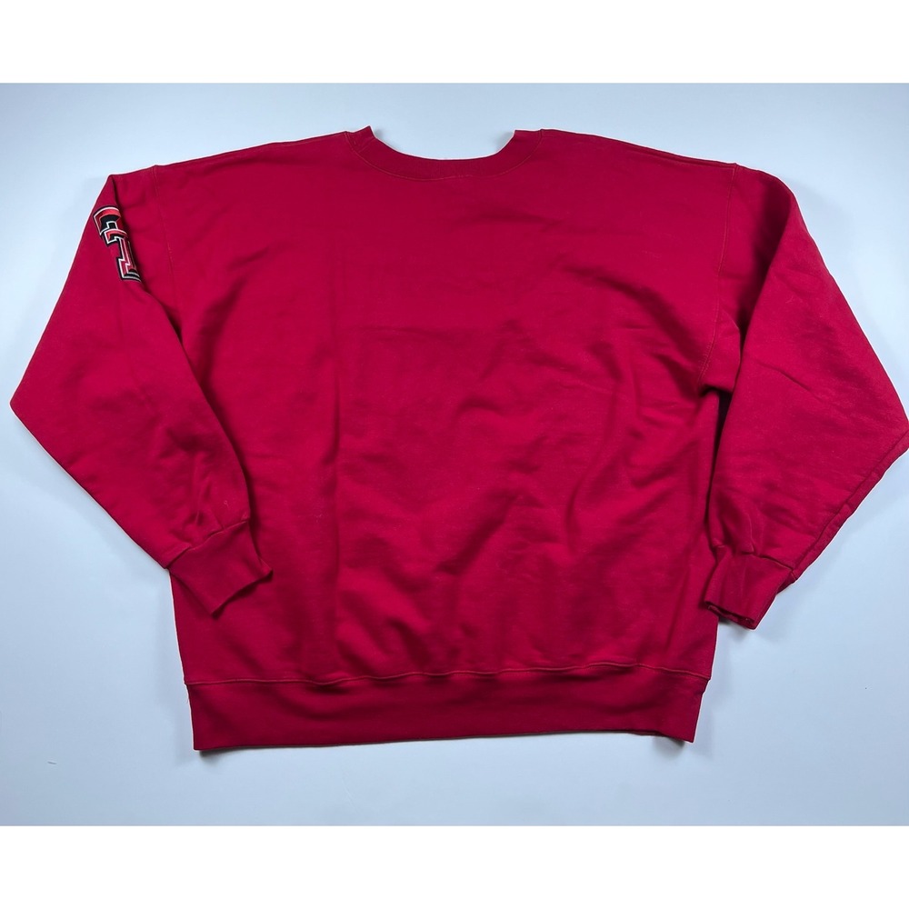 Texas Tech Red Raiders Oversized Sweatshirt Red Crewneck XL Ultimate Cotton - Picture 9 of 14